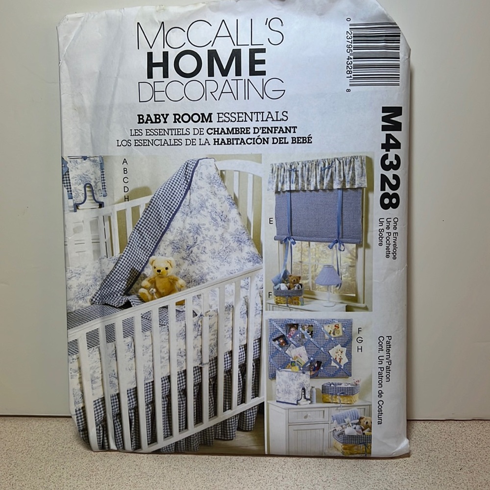 MCCall’s home decorating sewing patterns M4328 baby room essentials